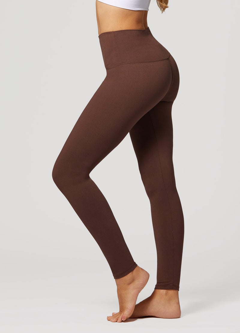 Conceited Leggings for Women - Tummy Control - 5" Waistband - Regular and Plus Size - Brown - Small - Medium - Image 4